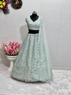 Designer Bridal Wear Heavy Net  With Sequnce Work For Lehenga Choli With Dupatta